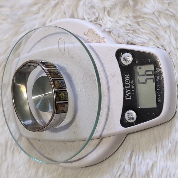 Vintage Abalone & Stainless Steel Bangle Bracelet Cuff - Picture 7 of 7